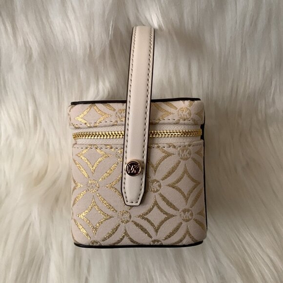 MICHAEL KORS Metallic Floral Extra Small Box Bag in Pale/Gold - Picture 2 of 4